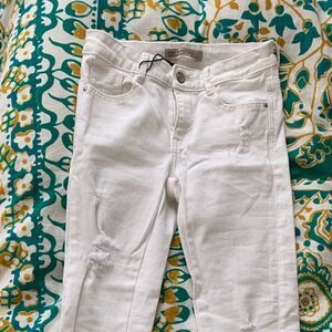 Zara White Distressed Skinny Jeans